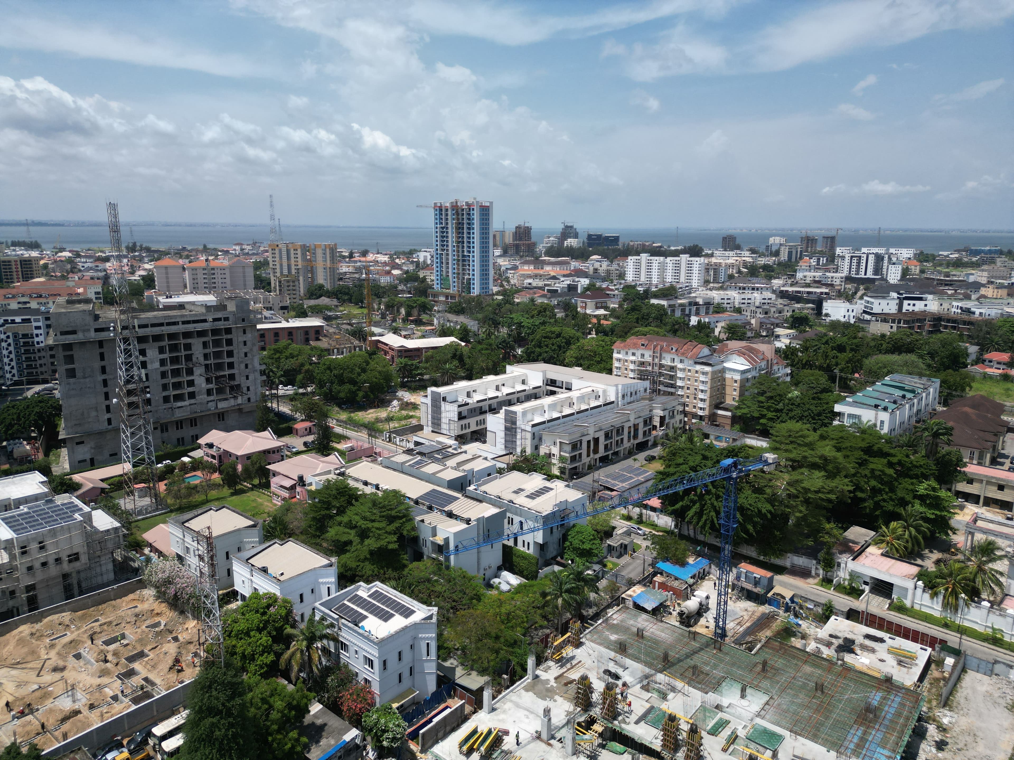 Lagos waterfront and modern African cityscape