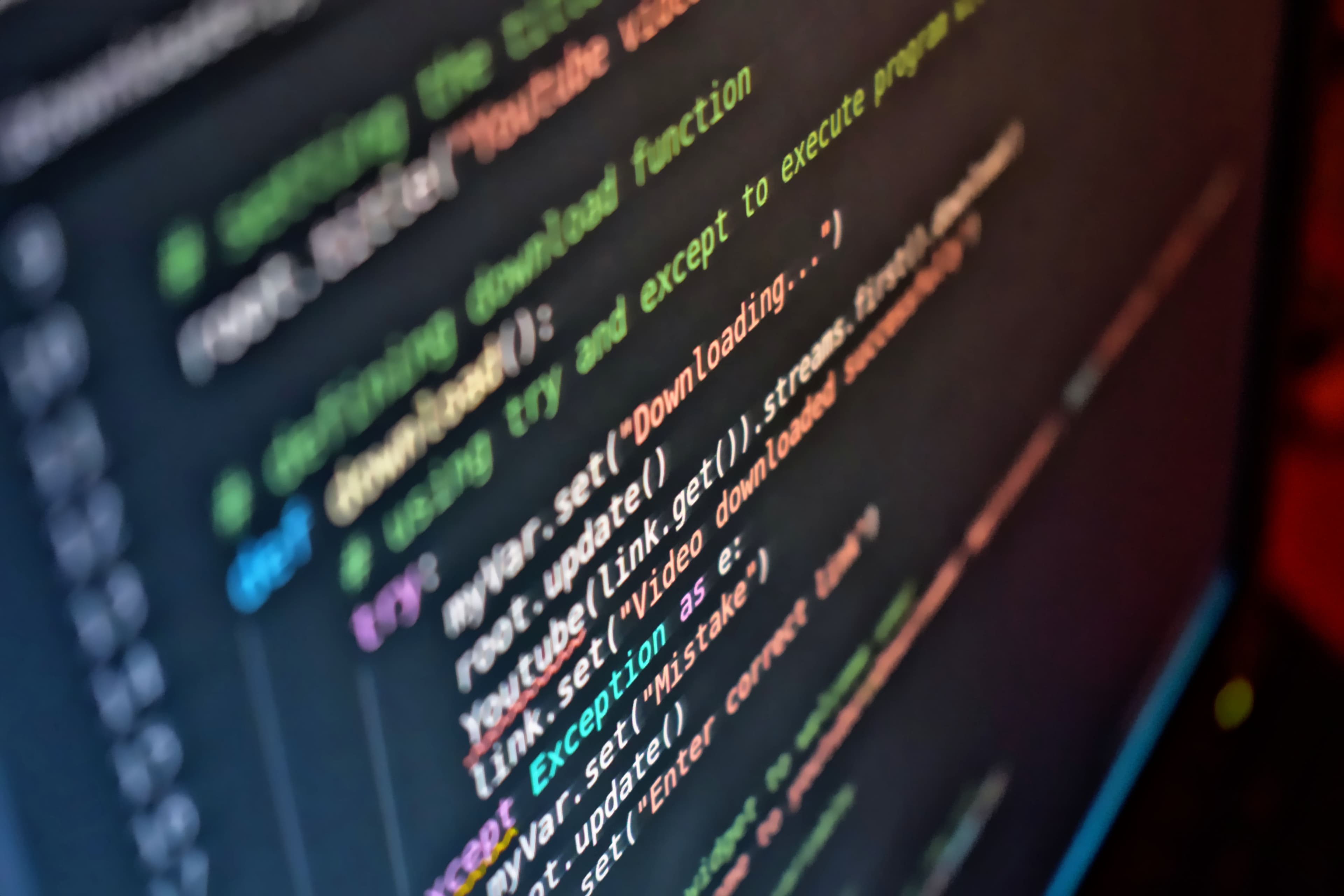 Colorful source code displayed on a computer screen